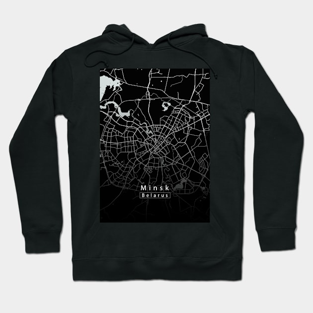 Minsk Belarus City Map dark Hoodie by Robin-Niemczyk